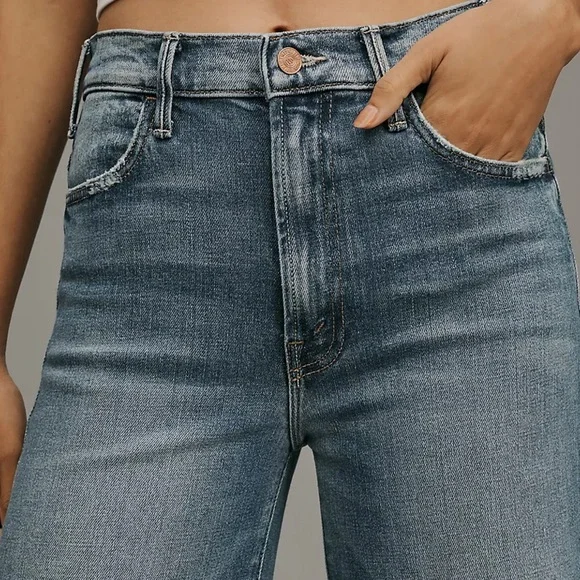NWT MOTHER The Hustler Roller Sneak High-Rise Wide-Leg Jeans